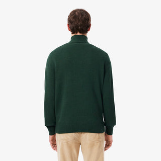 LACOSTE MAGLIONE LACOSTE A COLLO ALTO IN LANA CARDATA CON ZIP AH3052 YZP