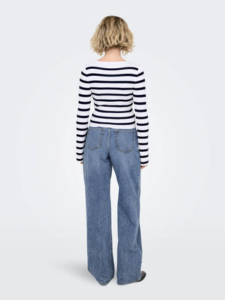 ONLY MIST T-SHIRT TESSUTO RIGATO A COSTINE 15363170 BWN