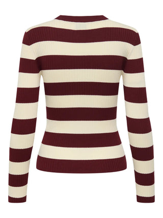 JACQUELINE DE YONG PLUM MAGLIONE GIROCOLLO CON FANTASIA A RIGHE DONNA 15277223 CBE