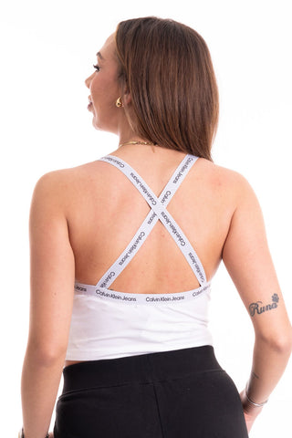 CALVIN KLEIN JEANS TOP LOGO ELASTIC STRAPPY DONNA J223110 YAF