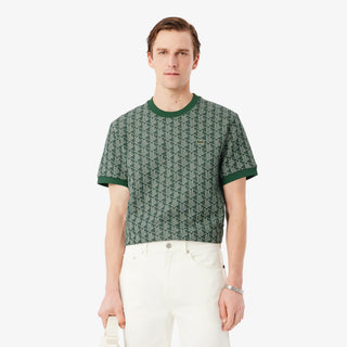 LACOSTE T-SHIRT SLIM FIT CON MONOGRAMMA JACQUARD UOMO TH1197 D1R