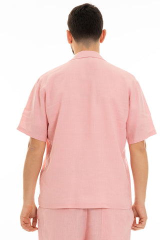 FIFTIETH SHORT SLEEVE LINEN SHIRT 100 ROSE