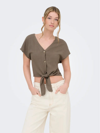 ONLY CAMICIA SMANICATA IN LINO CON NODO SIESTA 15322270 WLT