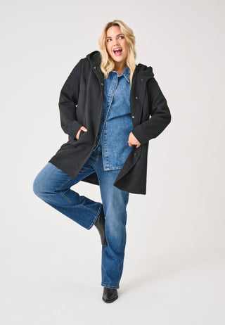 ONLY CARMAKOMA SEDONA CAPPOTTO IN PIQUET CON CAPPUCCIO DONNA 15191768 BLK