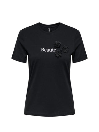 ONLY T-SHIRT BLOSSOM CON FIORI E SCRITTA DONNA 15356208 BKF