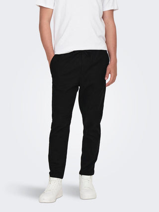 ONLY&amp;SONS CROP LINUS LINEN MIXED TROUSERS 22024966 BLK