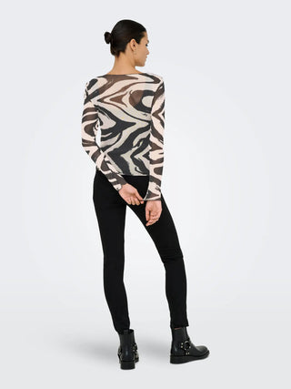 JACQUELINE DE YONG ELSA T-SHIRT IN RETE DONNA 15356004 BWG