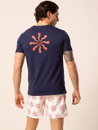 LORD PARTENOPEI T-SHIRT WITH POCKET RED HORNS FANTASY TM24-HORN