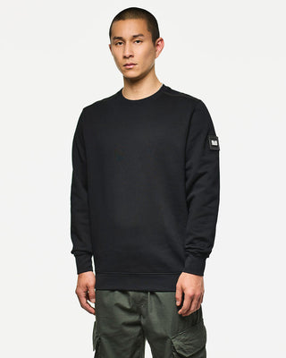 WEEKEND OFFENDER FELPA GIROCOLLO THUNDER  CON PATCH SU MANICA SW3A21 THUNDER BLK