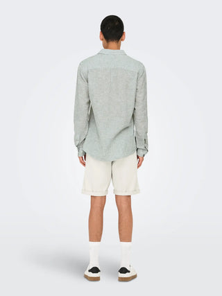 ONLY&SONS CAMICIA IN LINO A RIGHE CAIDEN 22026601 SSY