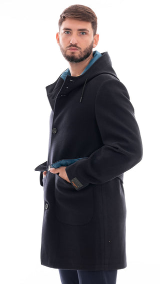 MARKUP PARKA LUNGO CON CAPPUCCIO E BOTTONI UOMO MK794619 BLU