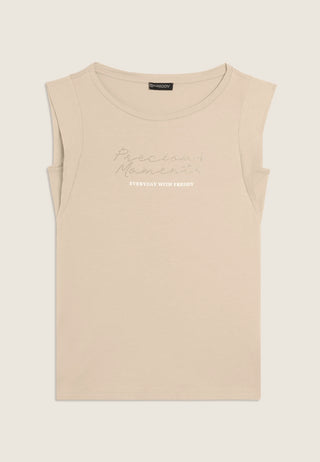 FREDDY T-SHIRT CON MANICHE IN TESSUTO CRINKLE E SCRITTA GIOIELLO S26WSLT8 W33