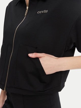 GUESS FELPA CARLA CROP CON ZIP DONNA V5YL08KCX42 JBLK