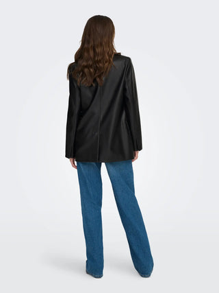 ONLY KAJA CAPPOTTO BLAZER IN PELLE LUNGO DONNA 15348943 BLK