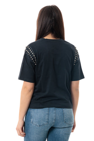 MARKUP T-SHIRT GIROCOLLO CON DETTAGLIO SULLE SPALLE DONNA MW861005 BLU