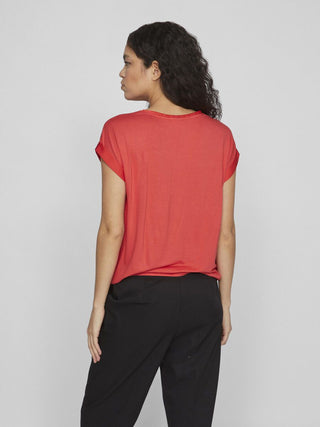 VILA T-SHIRT ELLETE SHORT SLEEVES SATIN DONNA 14059563 PPR