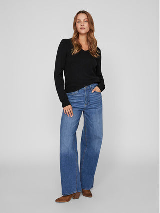 VILA RIL MAGLIONE CON SCOLLO A V DONNA 14042769 BLK