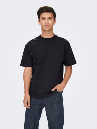 ONLY&amp;SONS OVERSIZED COTTON T-SHIRT FRED 22022532 DKN