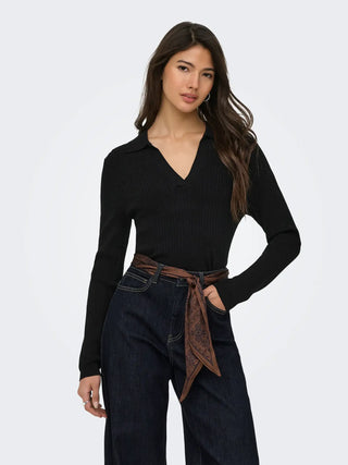 ONLY ONLY KAYA POLO MANICA LUNGA CON SCOLLO A V 15344841 BLK