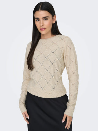 ONLY LIANA CREW NECK SWEATER WITH BEADS WOMEN 15324269 PMS