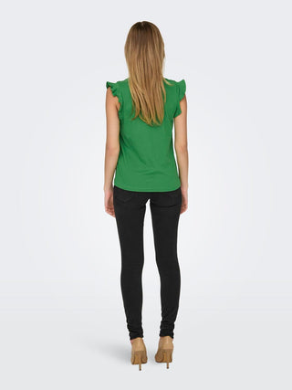 ONLY T-SHIRT MAY LIFE SHORT SLEEVE FRILL V-NECK DONNA 15252469 GRB
