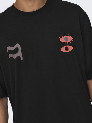 ONLY&amp;SONS MEN'S T-SHIRT LENNY OVERSIZE ELEMENT SHORT SLEEVES 22028675 BLK