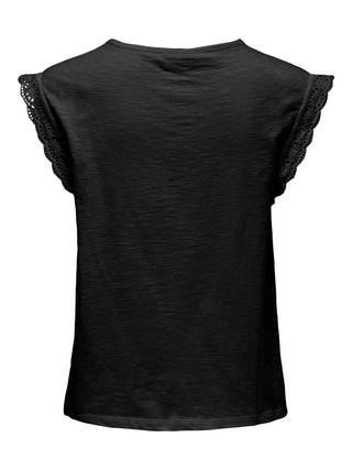 JACQUELINE DE YONG SALVA T-SHIRT GIROMANICA CON RICAMO DONNA 15318217 BLK
