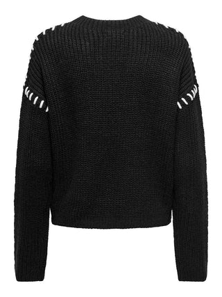 JACQUELINE DE YONG PULLOVER ROSELLA MANICA LUNGA DONNA 15329787 BLK