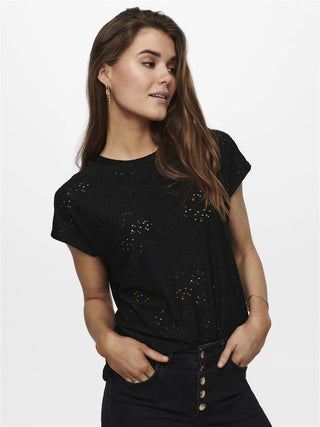 ONLY T-SHIRT SMILLA SHORT SLEEVE TOP WOMEN 15231005 BLK