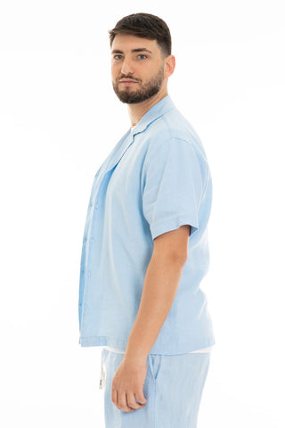 FIFTIETH SHORT SLEEVE LINEN SHIRT 100 AZZ