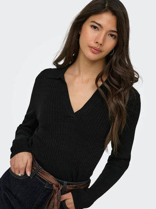 ONLY ONLY KAYA POLO MANICA LUNGA CON SCOLLO A V 15344841 BLK