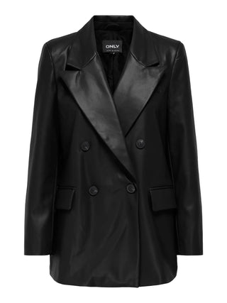 ONLY KAJA CAPPOTTO BLAZER IN PELLE LUNGO DONNA 15348943 BLK