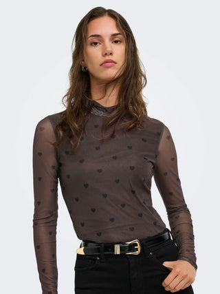 ONLY ERICA T-SHIRT CON MANICA VELATA CON CUORICINI 15141298 CFB