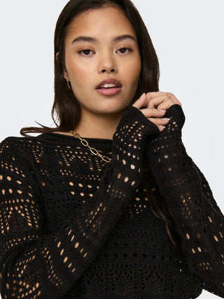 JACQUELINE DE YONG SUN LAY PULLOVER IN CROCHET 15287384 BLK