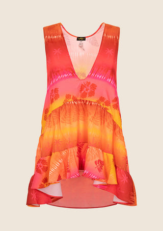 FK ABITO CORTO CON SCOLLO A V PROFONDO E FANTASIA E FIORI DONNA 0736X17