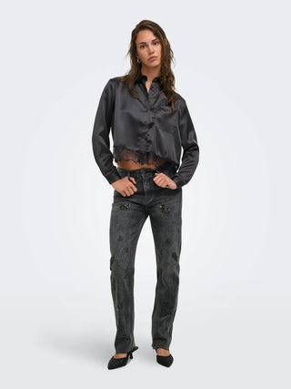 ONLY CAMICIA INDONA IN RASO E PIZZO 15380413 BLK