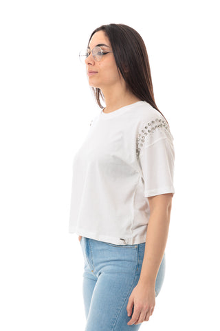 MARKUP T-SHIRT GIROCOLLO CON DETTAGLIO SULLE SPALLE DONNA MW861005 OFW