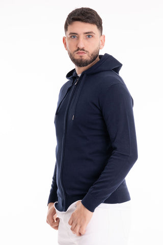 MARKUP FELPA CON CAPPUCCIO FULL ZIP IN COTONE MK690009 BLU