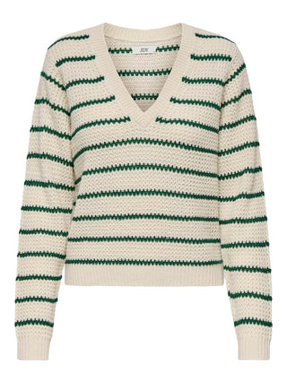 JACQUELINE DE YONG ELLEN NECK STRIPE V-NECK SWEATER WOMEN 15328337 WTG