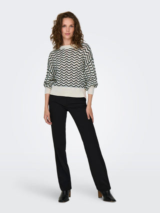JACQUELINE DE YONG RITA SWEATER LONG SLEEVE CREW NECK ELASTICATED WAIST WOMEN 15284280 WTG