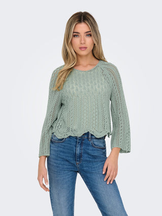ONLY WOMEN'S 3/4 SLEEVE NINTH SWEATER (JADEITE) 15233173 JDE
