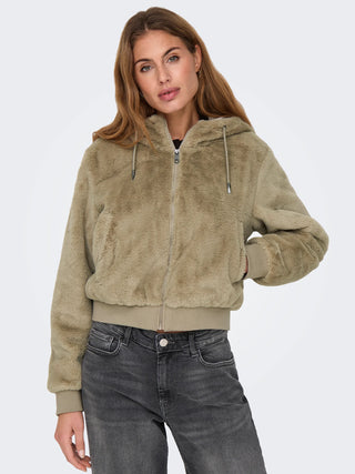 ONLY GIUBBOTTO VENICE IN PILE CON CAPPUCCIO  E ZIP DONNA (CHOCOLATE TORTE) 15322127 TCA