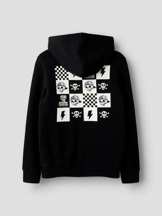 NAME IT FELPA LASSE CON CAPPUCCIO  E STAMPA SUL RETRO 13257717 BLK