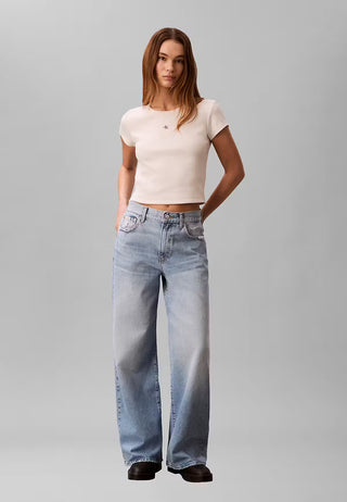 CALVIN KLEIN JEANS T-SHIRT WOVEN LABEL A COSTINE CK DONNA LV047C200G F7J