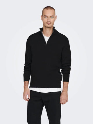 ONLY&SONS MAGLIONE PHIL CON ZIP UOMO 22023210 BLK