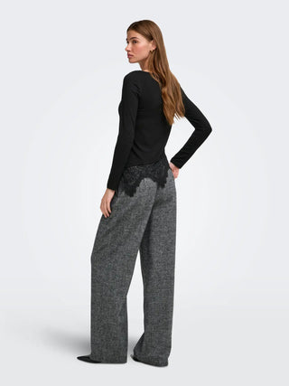 ONLY LAILA MAGLIA MANICA LUNGA CON PIZZO 15384850 BLK