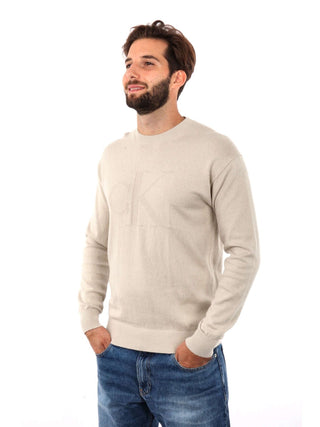 CALVIN KLEIN JEANS MAGLIONE GIROCOLLO INTARSIA CON LOGO CK UOMO J326453 PD7