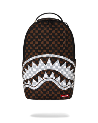 SPRAYGROUND BROWN AND  CREAM DRIP CHECK SHARK ZAINO B8552