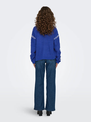 JACQUELINE DE YONG PULLOVER ROSELLA MANICA LUNGA DONNA (SODALITE BLUE) 15329787 SDB