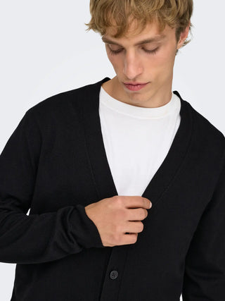 ONLY&SONS WYLER CARDIGAN IN MAGLIA UOMO 22033757 BLK
